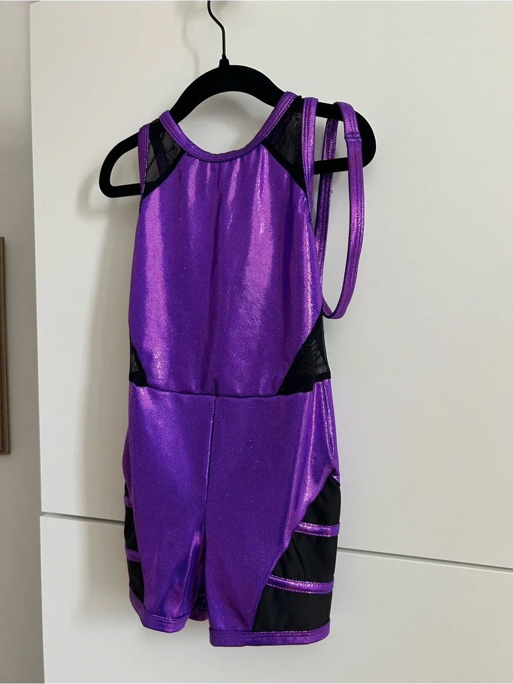 Metallic “ My Vibe” Purple Gymnastics Leotard with Matching Headband - Size SC